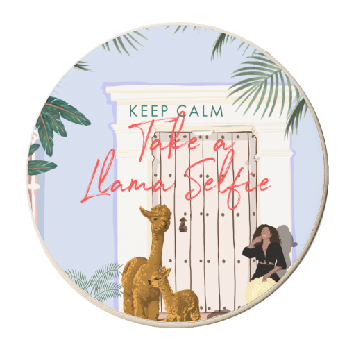 Llama Selfie - personalised beer coaster by Uma Prabhakar Gokhale