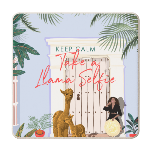 Llama Selfie - personalised beer coaster by Uma Prabhakar Gokhale