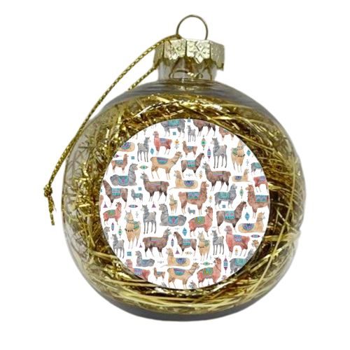 Llamas and Alpacas - xmas bauble by elena o'neill
