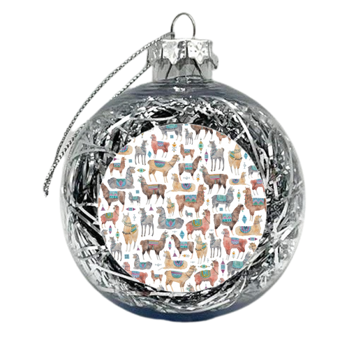 Llamas and Alpacas - xmas bauble by elena o'neill