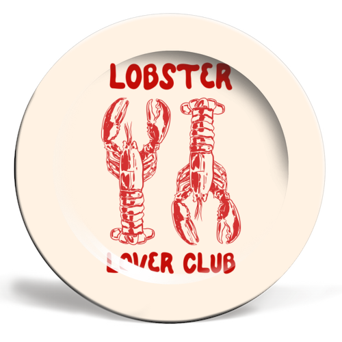 Lobster Lover Club – Fun Seafood Illustration - ceramic dinner plate by EZbie