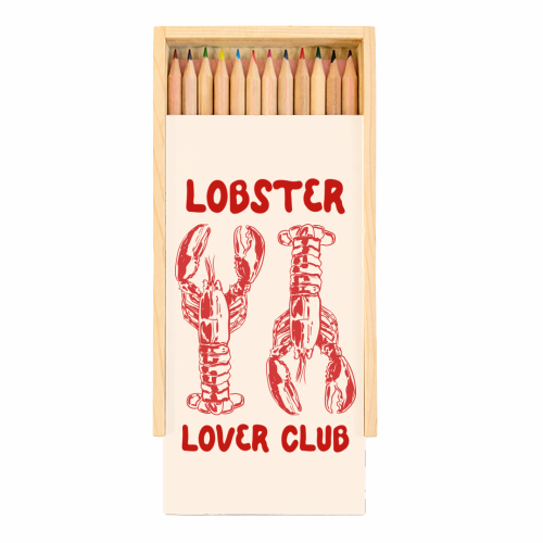 Lobster Lover Club – Fun Seafood Illustration - Coloured Pencils with Box by EZbie