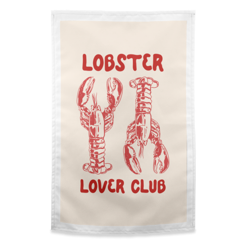 Lobster Lover Club – Fun Seafood Illustration - funny tea towel by EZbie