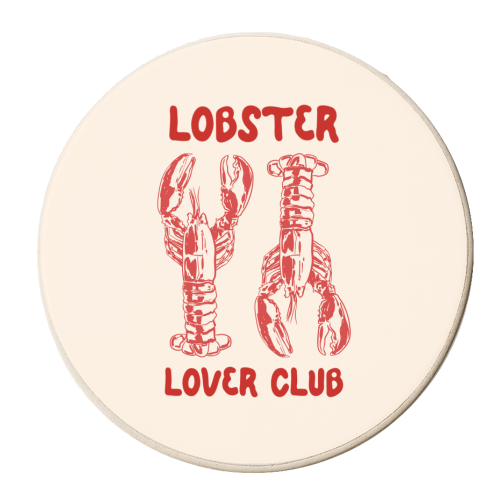 Lobster Lover Club – Fun Seafood Illustration - personalised beer coaster by EZbie