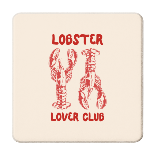 Lobster Lover Club – Fun Seafood Illustration - personalised beer coaster by EZbie
