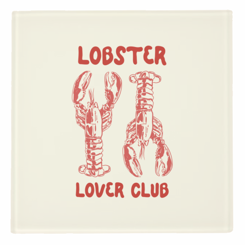 Lobster Lover Club – Fun Seafood Illustration - personalised beer coaster by EZbie