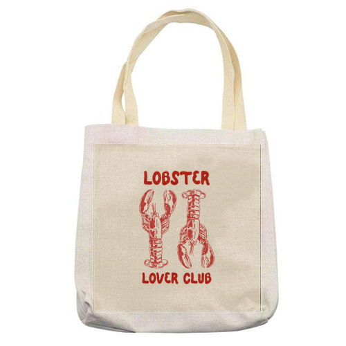 Lobster Lover Club – Fun Seafood Illustration - printed canvas tote bag by EZbie