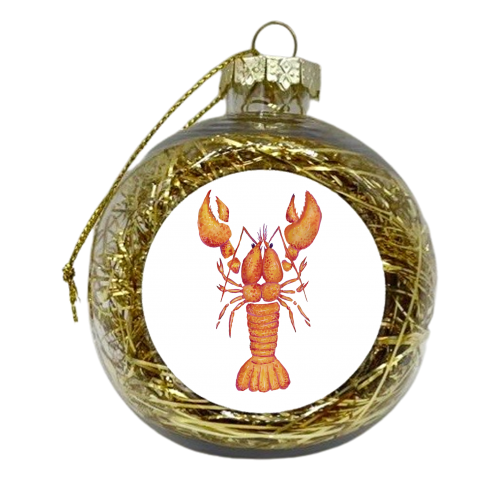 Lobster on White - xmas bauble by holly crerar