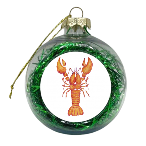 Lobster on White - xmas bauble by holly crerar