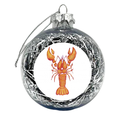 Lobster on White - xmas bauble by holly crerar
