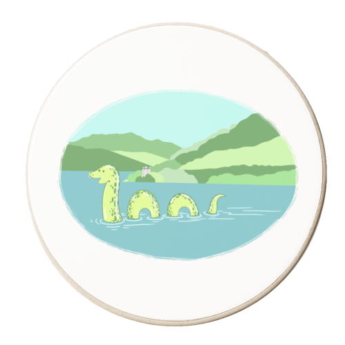 Loch Ness Monster Landscape - personalised beer coaster by Adam Regester