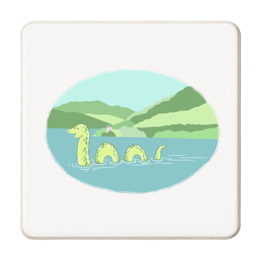 Loch Ness Monster Landscape - personalised beer coaster by Adam Regester
