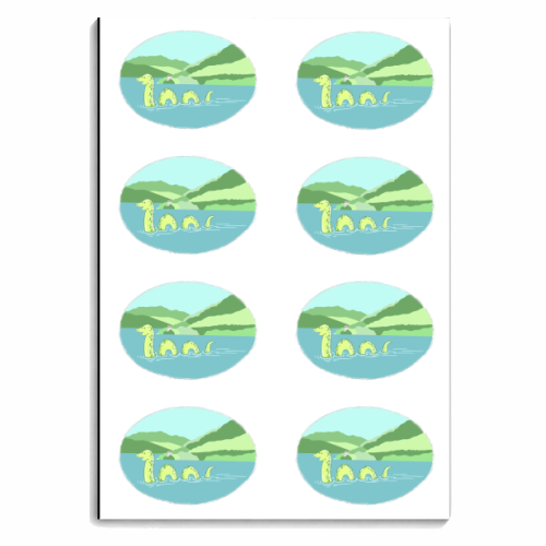 Loch Ness Monster Landscape Repeat Pattern - personalised A4, A5, A6 notebook by Adam Regester