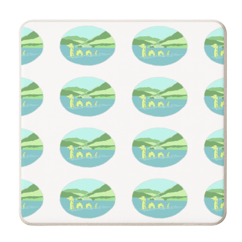 Loch Ness Monster Landscape Repeat Pattern - personalised beer coaster by Adam Regester