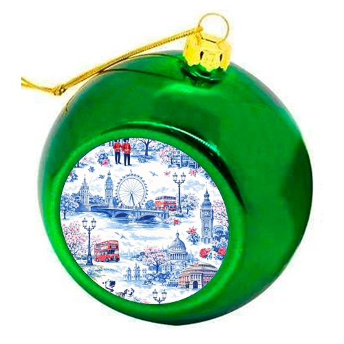 London Blue Toile - colourful christmas bauble by Ms Doodle
