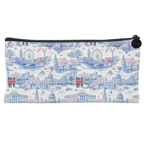 London Blue Toile - flat pencil case by Ms Doodle