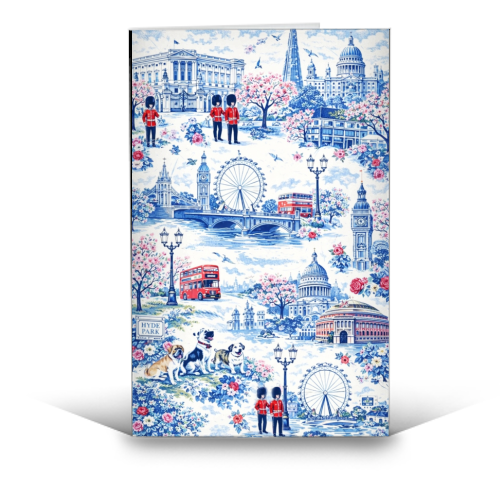 London Blue Toile - funny greeting card by Ms Doodle