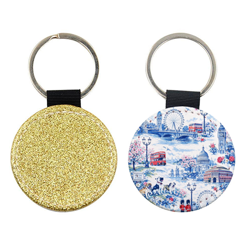 London Blue Toile - keyring by Ms Doodle