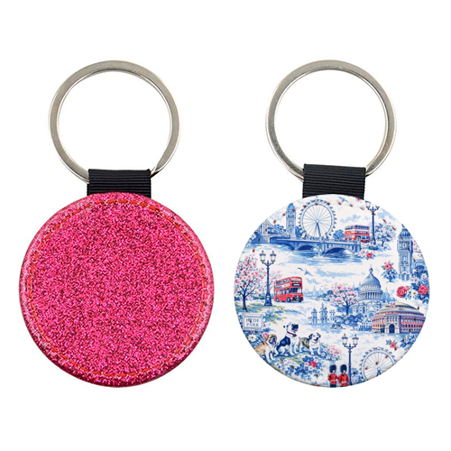 London Blue Toile - keyring by Ms Doodle