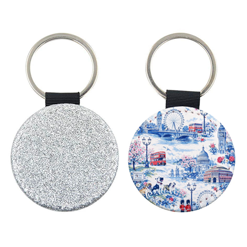 London Blue Toile - keyring by Ms Doodle