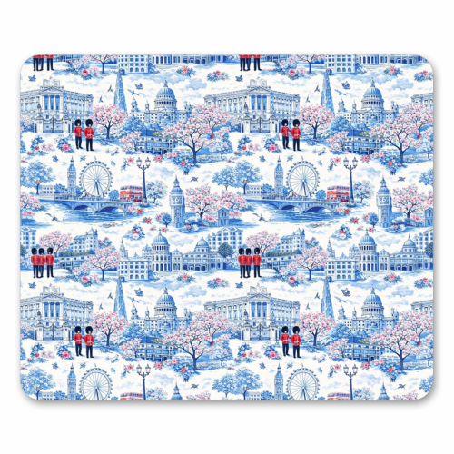London Blue Toile - mouse mat by Ms Doodle