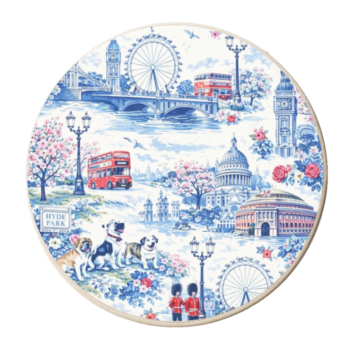 London Blue Toile - personalised beer coaster by Ms Doodle