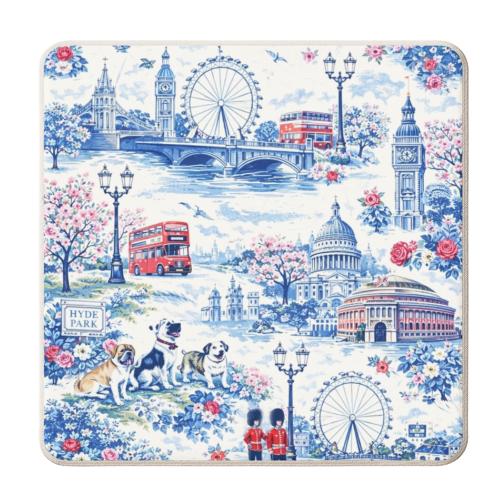 London Blue Toile - personalised beer coaster by Ms Doodle