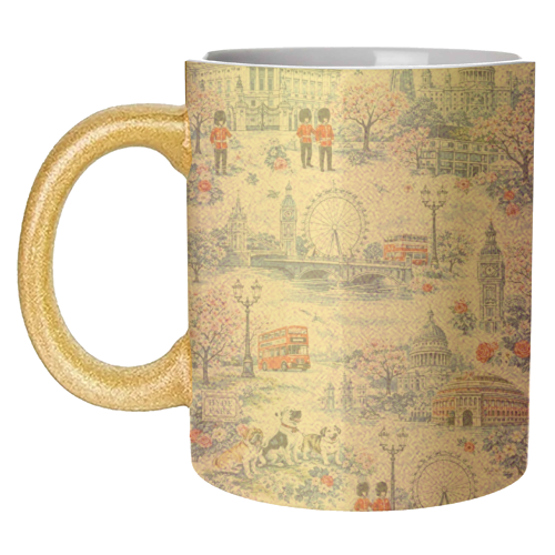 London Blue Toile - unique mug by Ms Doodle