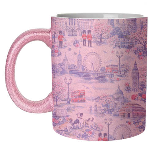 London Blue Toile - unique mug by Ms Doodle