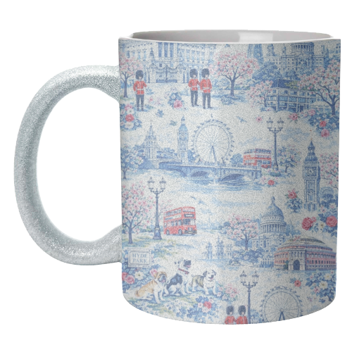 London Blue Toile - unique mug by Ms Doodle