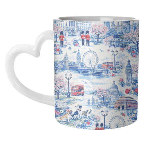 London Blue Toile - unique mug by Ms Doodle