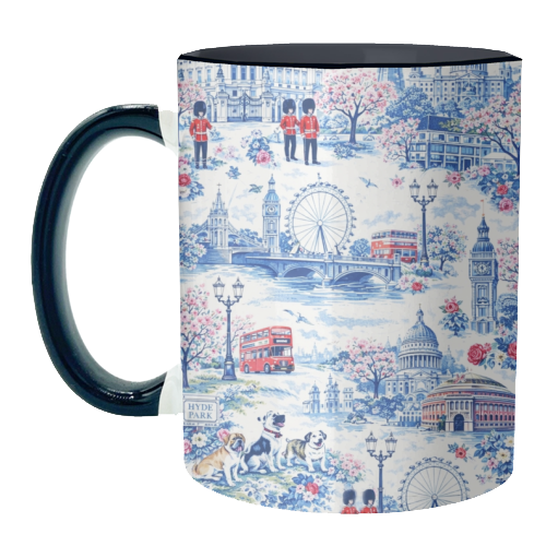 London Blue Toile - unique mug by Ms Doodle