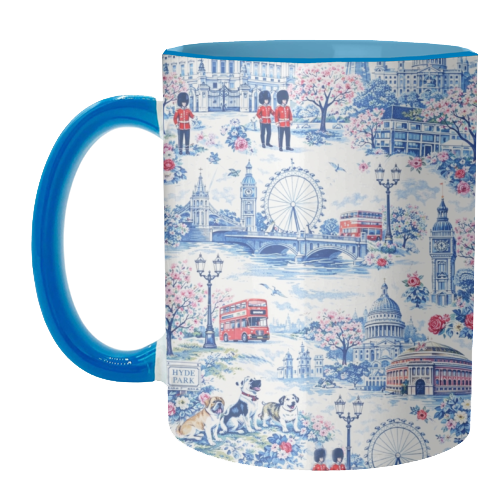 London Blue Toile - unique mug by Ms Doodle