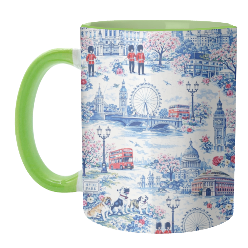 London Blue Toile - unique mug by Ms Doodle