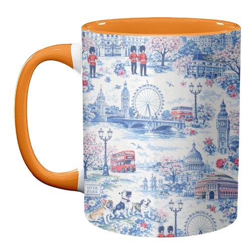 London Blue Toile - unique mug by Ms Doodle