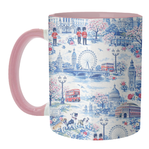 London Blue Toile - unique mug by Ms Doodle