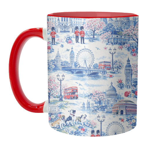 London Blue Toile - unique mug by Ms Doodle