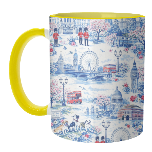 London Blue Toile - unique mug by Ms Doodle