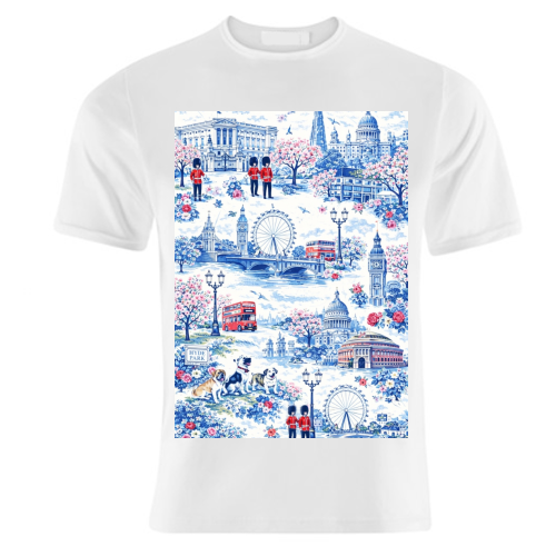London Blue Toile - unique t shirt by Ms Doodle