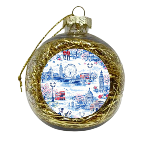 London Blue Toile - xmas bauble by Ms Doodle