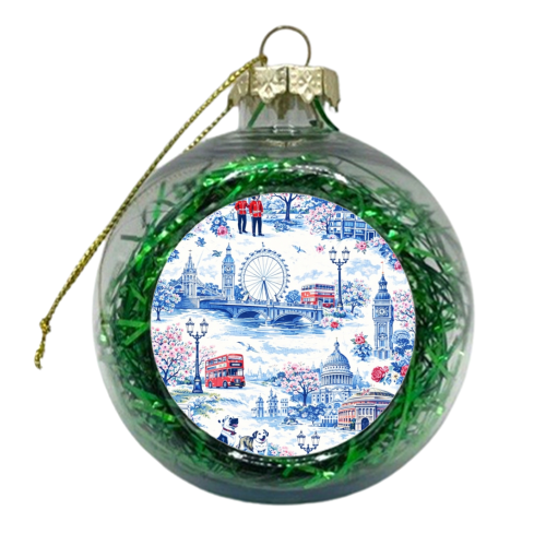 London Blue Toile - xmas bauble by Ms Doodle