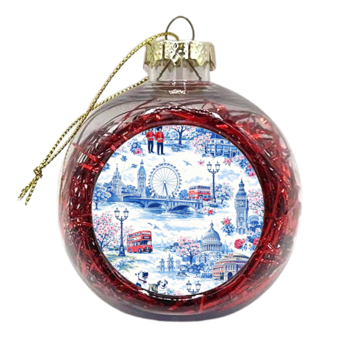 London Blue Toile - xmas bauble by Ms Doodle