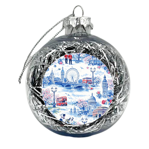 London Blue Toile - xmas bauble by Ms Doodle