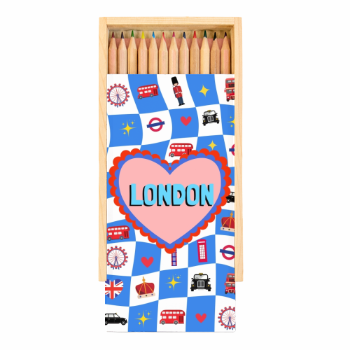 London Check - Coloured Pencils with Box by Lilly Rose