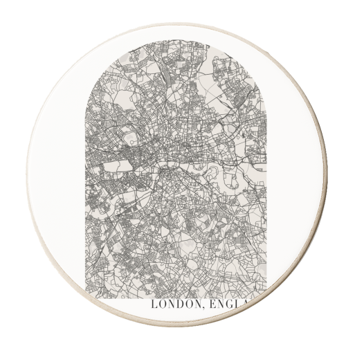 London England Boho Minimal Arch Street Map - personalised beer coaster by Toni Scott