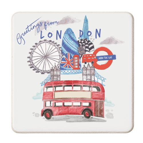 London Greetings - personalised beer coaster by The Yellow Box