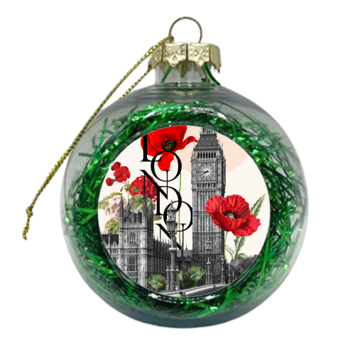 London in bloom - xmas bauble by Larissa Grace