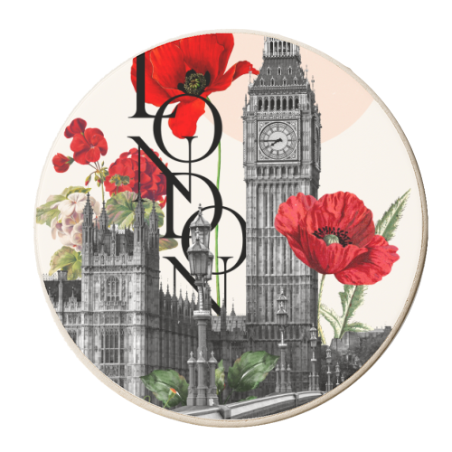 London in bloom - personalised beer coaster by Larissa Grace