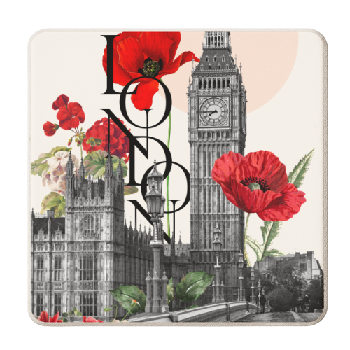 London in bloom - personalised beer coaster by Larissa Grace