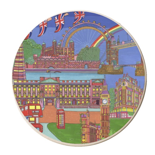 London in Bright Colours - personalised beer coaster by Julie Littler